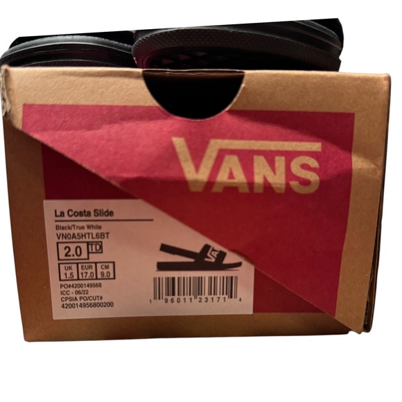 Vans La Costa Slide TD Black White Minimalist Logo‎ Toddler Sandals Size 5 SU - Picture 4 of 8